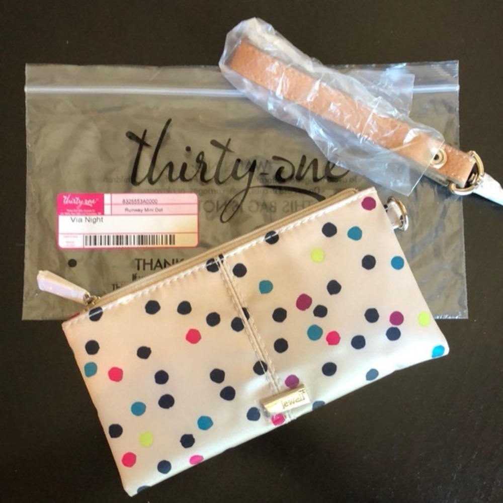 Thirty-One Via Night Polka Dot Wristlet